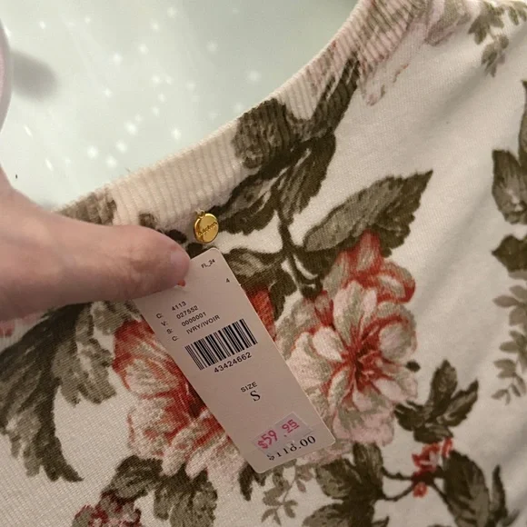 NWT  Anthropologie  Harlyn size S Floral Ruffle Women's Sweater $118 - Picture 3 of 6